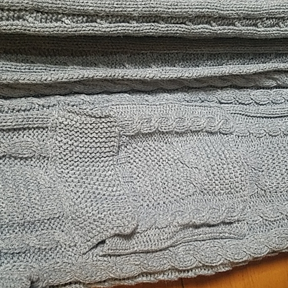 Grey Open Front Cable Knit Sweater w/Pockets - Picture 4 of 5